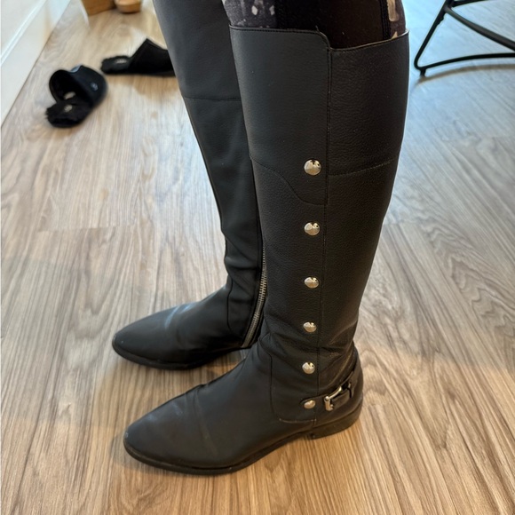 Michael Kors Black Over the Knee Boots with Silver Accents - Picture 1 of 10
